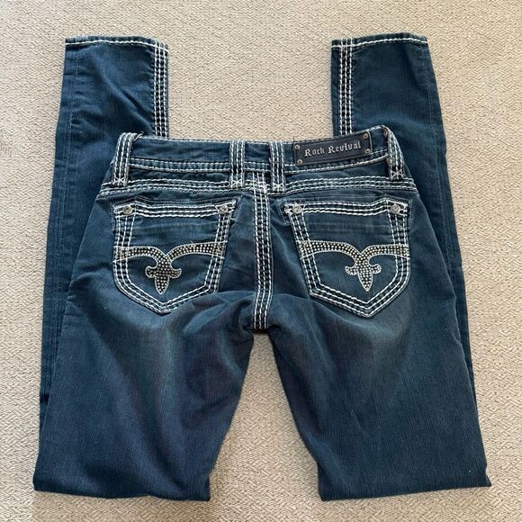 Rock Revival Aida Skinny Jeans Bling Concert Rodeo Women’s size 27 Buckle - Picture 16 of 16